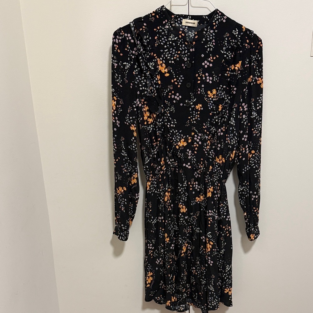 Zadig & Voltaire Taos Spark Floral Print Long Sleeve Mini Dress. Size XS.